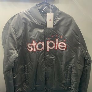 Silver Puffer Jacket. Staple brand. Size L.